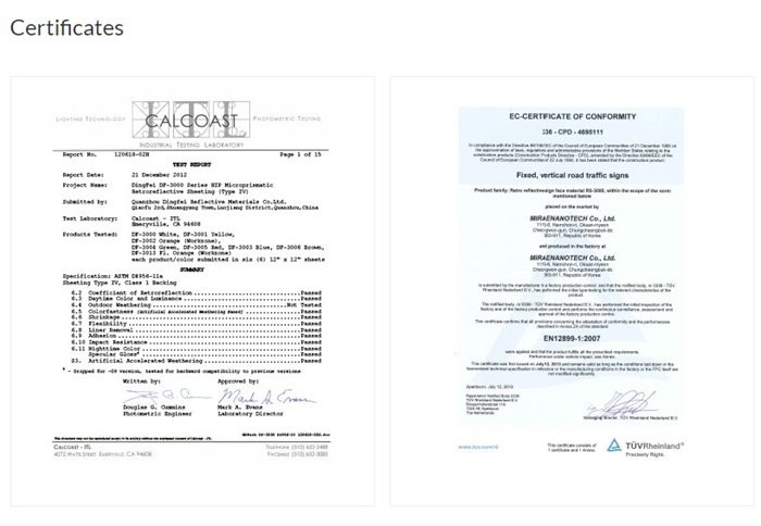 Dingfei certificates