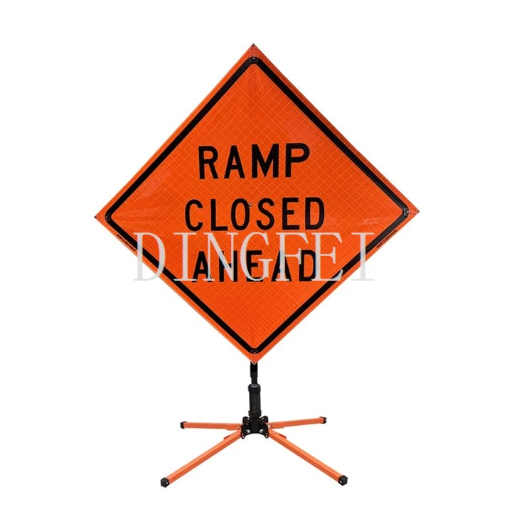 High Visibility Reflective Vinyl Ramp Closed Ahead Roll Up Construction Signs